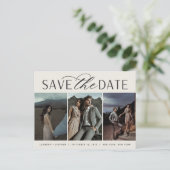 スムーズスクリプト | 3枚のフォトウェディング日付を保存 案内ポストカード (スタンド正面)