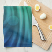 スムーズブルーとグリーンカラーミックス渦 キッチンタオル (四つ折り)