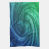 スムーズブルーとグリーンカラーミックス渦 キッチンタオル (縦)