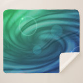 スムーズブルーとグリーンカラーミックス渦 シェルパブランケット (正面(横))