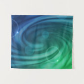 スムーズブルーとグリーンカラーミックス渦 タペストリー (正面(横))