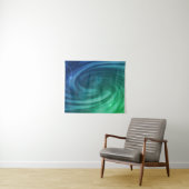 スムーズブルーとグリーンカラーミックス渦 タペストリー (インサイチュ(横))
