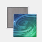 スムーズブルーとグリーンカラーミックス渦 マグネット (正面/裏面)