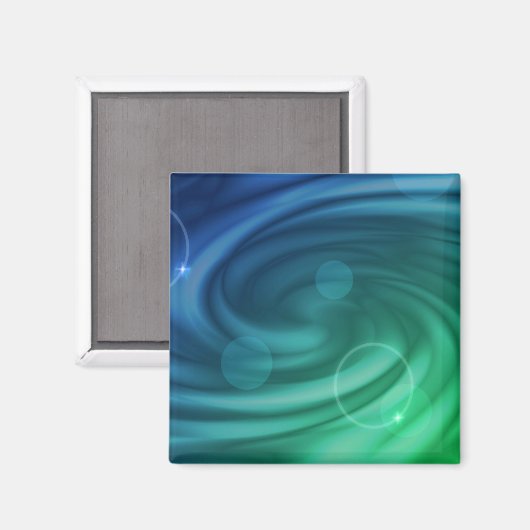 スムーズブルーとグリーンカラーミックス渦 マグネット (正面/裏面)