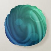 スムーズブルーとグリーンカラーミックス渦 ラウンドクッション (正面)