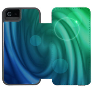 スムーズブルーとグリーンカラーミックス渦 iPhone SE/5/5sウォレットケース