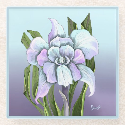 スメラルドの花 ガラスコースター (正面)