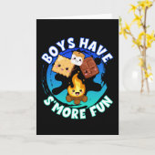 スモアおもしろいボーイズキッズキャンピングキャンプファイア カード (黄色い花)