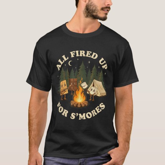 スモアに燃えてるよ 面白いキャンプデザイン Tシャツ (正面)