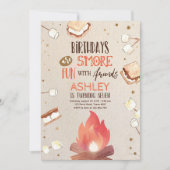 スモアキャンプファイヤー誕生日パーティー 招待状 (正面)