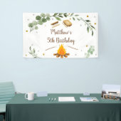 スモアズキャンピングキャンファイアグリーンリー誕生日 横断幕 (トレードショー)