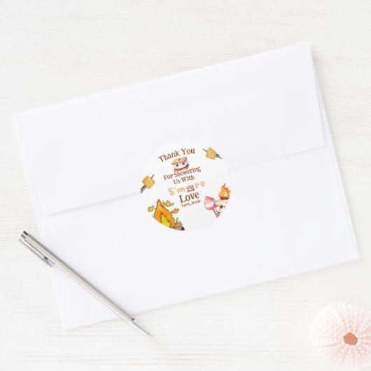 スモアベビーシャワーありがとうラベルメッセージカードSmore ラウンドシール (封筒)