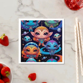 スモアルマルチコロアエイリアンイン宇宙 スタンダードカクテルナプキン