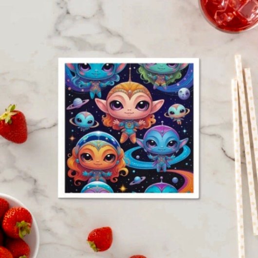 スモアルマルチコロアエイリアンイン宇宙 スタンダードカクテルナプキン