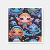 スモアルマルチコロアエイリアンイン宇宙 スタンダードカクテルナプキン (正面)