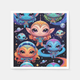 スモアルマルチコロアエイリアンイン宇宙 スタンダードカクテルナプキン