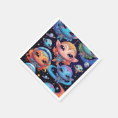 スモアルマルチコロアエイリアンイン宇宙 スタンダードカクテルナプキン (角)