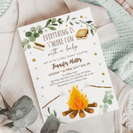 スモアーズキャンプファイヤー焚き火グリーンウェディングベビーシャワー 招待状