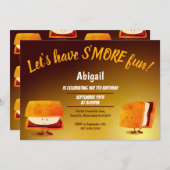 スモア楽しい漫画の子供の誕生日パーティー招待状 招待状 (正面/裏面)