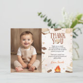 スモア キャンプファイヤー 誕生日 フォト ありがとうカード サンキューカード (スタンド正面)