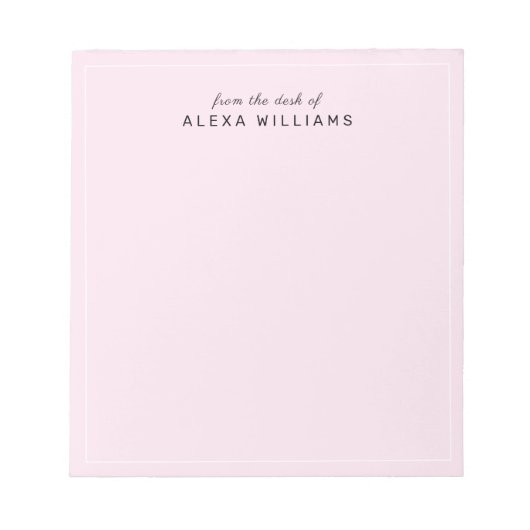スモダンクリフェミニンプトのデスクから赤面ピンク ノートパッド (正面)