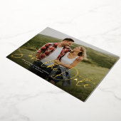 スモダンクリプトトレンディー1枚の写真に日付を保存 箔招待状 (回転した状態)