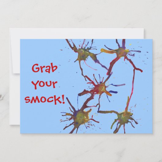 スモックを掴め!絵を描誕生日招待状 招待状 (正面)