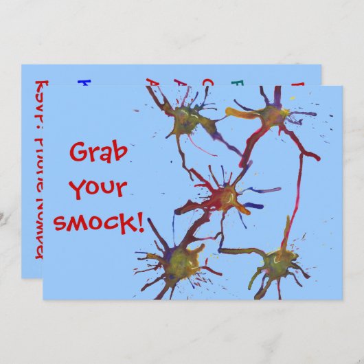 スモックを掴め!絵を描誕生日招待状 招待状 (正面/裏面)