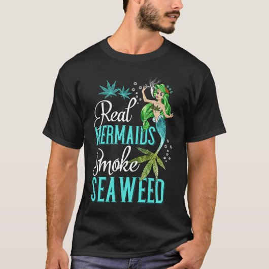 スモック実在している女の子のために人魚がノリを吸う Tシャツ (正面)