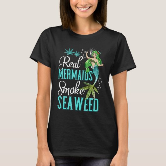 スモック実在している女の子のために人魚がノリを吸う Tシャツ (正面)