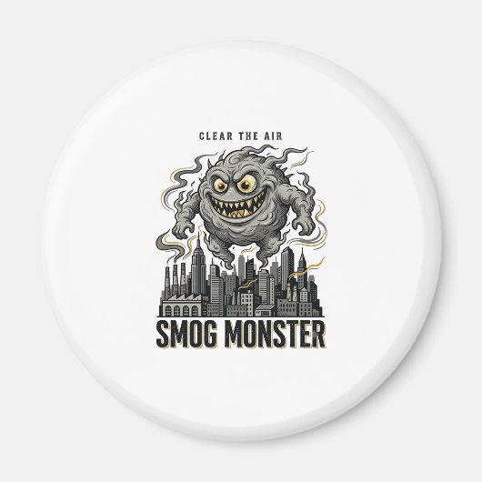 スモッグモンスターTシャツ ビンテージ風エングレーヴィング エコ警告 A マグネット (正面)