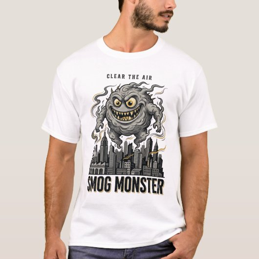 スモッグモンスターTシャツ ビンテージ風エングレーヴィング エコ警告A Tシャツ (正面)