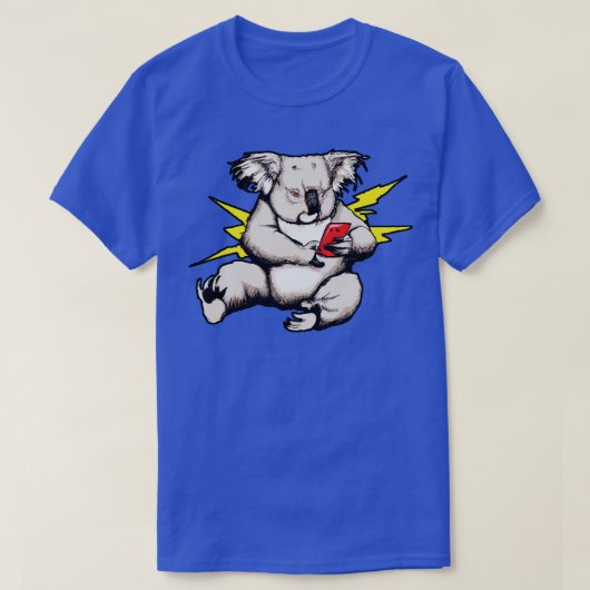 スモムビコアラ携帯電話でコアラを退屈 Tシャツ (デザイン正面)