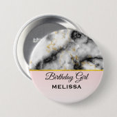 スモモダンーキーグレー大理石(金ゴールドリボン誕生日) 缶バッジ (正面&裏面)