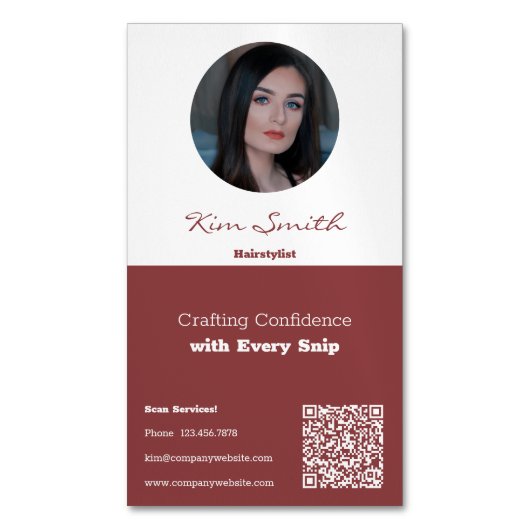 スモーキトパズホワイトプロフェッショナル美容師CTA マグネット名刺 (正面縦)