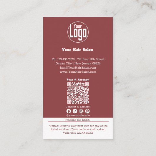 スモーキトパーズヘアサロン$10オフ 割引カード (裏面)