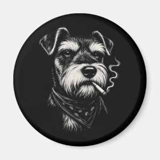 スモーキングシュナウザー 笑えるドッグラバー ビンテージ犬グッズ マグネット