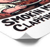 スモーキン肉と拍手の頬のおもしろいBbq ポスター (角)