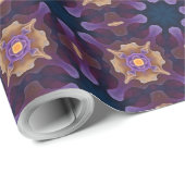 スモーキーな水彩紫の青とクリームパターン ラッピングペーパー (ロールコーナー)