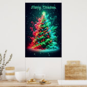 スモーキーな赤と緑のクリスマスツリー 24x36 壁掛け ポスター (キッチン)