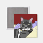 スモーキーキャットスクエアマグネット マグネット (正面/裏面)