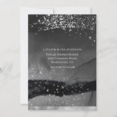 スモーキーグレイきらめくブラックとシルバーモダンズ 招待状 (裏面)