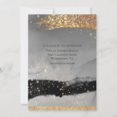 スモーキーグレイきらめく&ブラックモダン金ゴールド結婚ズ 招待状 (裏面)