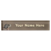 スモーキーグレイのタビー猫 デスクネームプレート (正面)