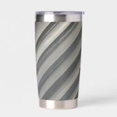 スモーキーグレイ白黒対角ストライプモノグラム 保温保冷タンブラー (左面)