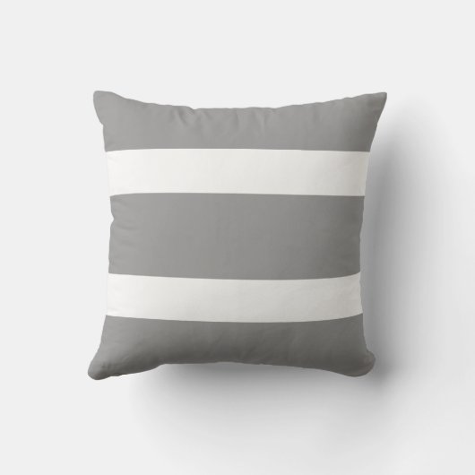 スモーキーグレイ&ホワイトはっきりしたストライプの装飾用クッション クッション (裏面)