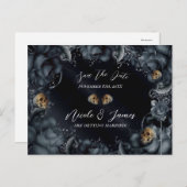 スモーキーグレーブルーバラスカルゴシックSave The Date 案内ポストカード (正面/裏面)