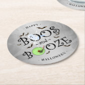 スモーキーグレーボス&ブーゼハローウィンパーティラウンド ラウンドペーパーコースター (アングル)