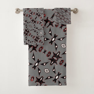 スモーキーグレー先住民ラインアートタオルセット バスタオルセット