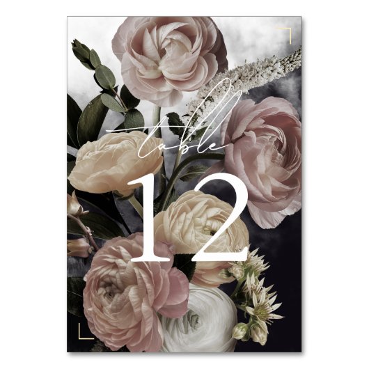 スモーキーダークブラックローズブーケ結婚ーズ テーブルナンバー (正面)